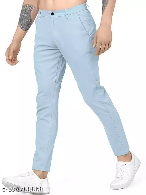Aqua blue Color Regular Fit Comfortable Lycra Pants for Men's - A3shoppy
